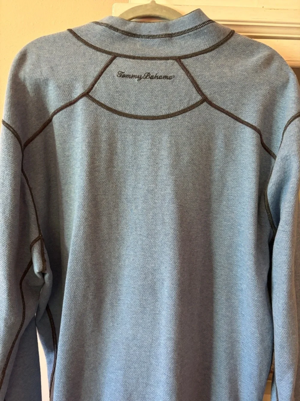 Tommy Bahama Flipshore reversable  Men’s half Zip sweater blue/ grey. XL